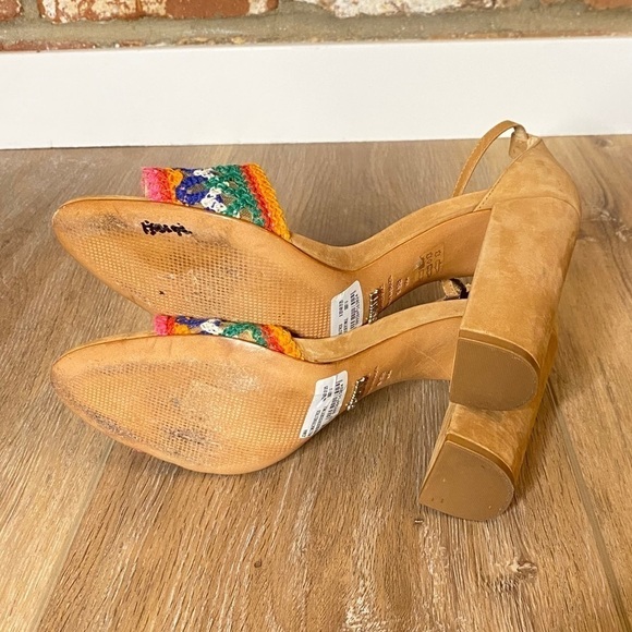 SCHUTZ Joannas Ankle Strap heel Sandals multi color boho summer size 9.5B - Picture 7 of 8
